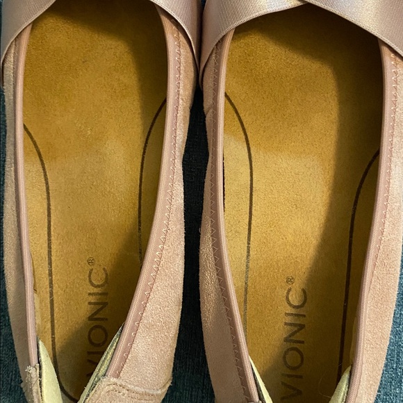 Vionic Women's Light Pink Suede Flats with Crisscross Ribbon design on front. - Picture 8 of 8